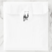 Owl Silhouette with Forest Scene ラウンドシール (バッグ)