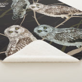owl sitting on a branch シェルパブランケット (3/4)