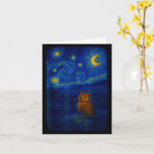 Owl Starry Cute Night Van Gogh Owl Bird Lovers Wom カード (黄色い花)