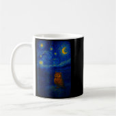 Owl Starry Cute Night Van Gogh Owl Bird Lovers Wom コーヒーマグカップ (左)
