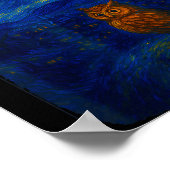 Owl Starry Cute Night Van Gogh Owl Bird Lovers Wom ポスター (角)