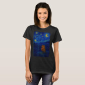 Owl Starry Cute Night Van Gogh Owl Bird Lovers Wom Tシャツ (正面フル)