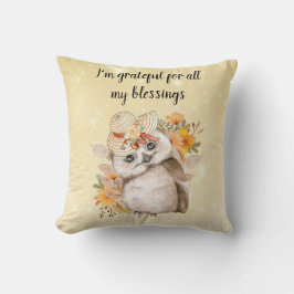owl Thanksgiving Decor Fall Farmhouse  クッション
