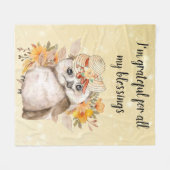 owl Thanksgiving Decor Fall Farmhouse フリースブランケット (正面(横))