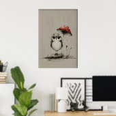 Owl Under Mushroom Printable Art, Spring Sketch ポスター (ホームオフィス)
