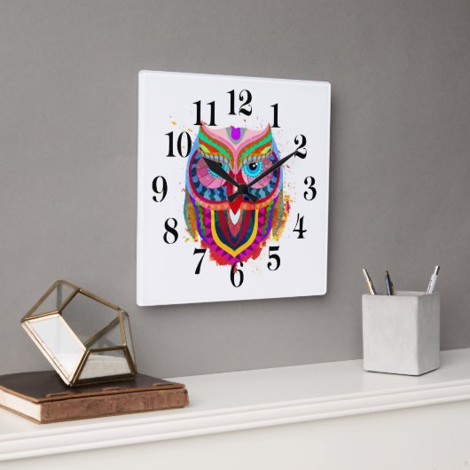 Owl Wall Clock スクエア壁時計 (オフィス)