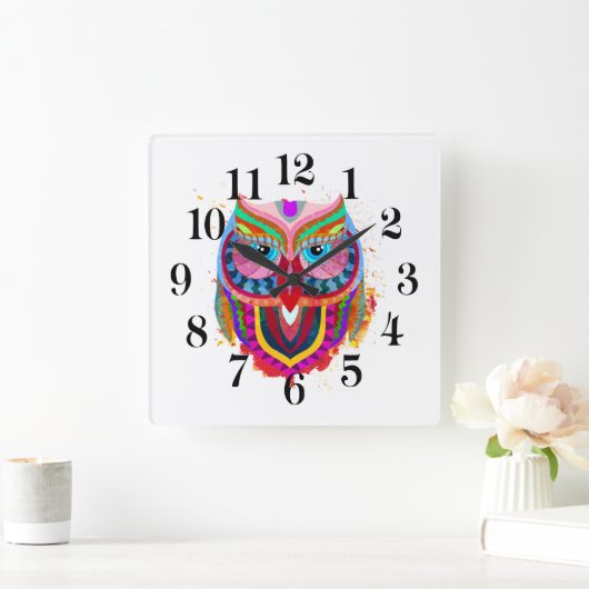 Owl Wall Clock スクエア壁時計 (ホーム)