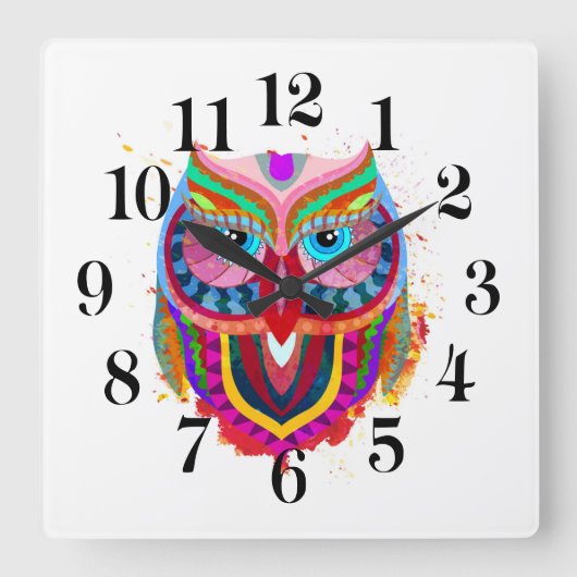 Owl Wall Clock スクエア壁時計 (正面)