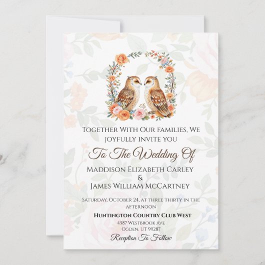 Owl wedding Invi 招待状 (正面)