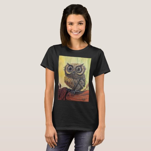 Owl Women's Bella+Canvas Jersey V-Neck Tシャツ (正面フル)