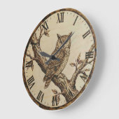 Owl Wooden Wall Clock ラージ壁時計 (傾斜)