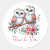 Owl Woodland Boho Country Wedding Thank You  ラウンドシール (正面)