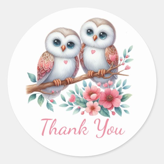 Owl Woodland Boho Country Wedding Thank You  ラウンドシール (正面)