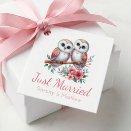 Owl Woodland Boho Rustic Country Just Married フェイバータグ