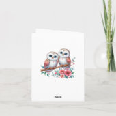 Owl Woodland Boho Rustic Country Thank You Wedding サンキューカード (裏面)