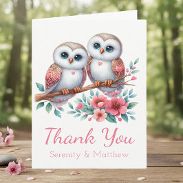 Owl Woodland Boho Rustic Country Thank You Wedding サンキューカード