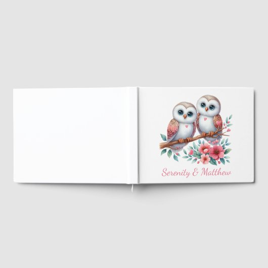 Owl Woodland Boho Rustic Country Wedding ゲストブック (全面)