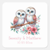 Owl Woodland Boho Rustic Country Wedding  スクエアシール (正面)