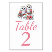 Owl Woodland Boho Rustic Country Wedding テーブルナンバー (裏面)