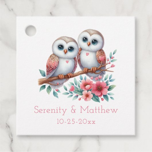 Owl Woodland Boho Rustic Country Wedding  フェイバータグ (正面)