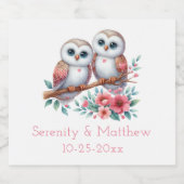 Owl Woodland Boho Rustic Country Wedding リキュールボトルラベル (シングルラベル)