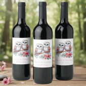 Owl Woodland Boho Rustic Country Wedding ワインラベル