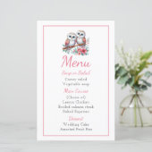 Owl Woodland Boho Rustic Country Wedding Menu (スタンド正面)