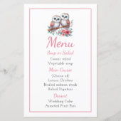 Owl Woodland Boho Rustic Country Wedding Menu (正面)