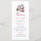 Owl Woodland Boho Rustic Country Wedding Menu メニュー (正面)