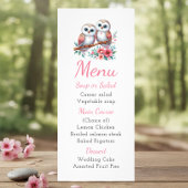 Owl Woodland Boho Rustic Country Wedding Menu ラックカード