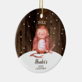 Owl Woodland Personalized Baby's First Christmas セラミックオーナメント (右)