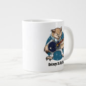 Owlays On My Mind Rock & 転が Guitar Owl Cartoon ジャンボコーヒーマグカップ (正面右)