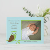 Owletの木の誕生の発表-青及び緑 案内状 (スタンド正面)