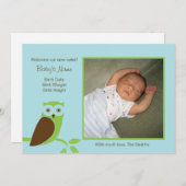 Owletの木の誕生の発表-青及び緑 案内状 (正面/裏面)