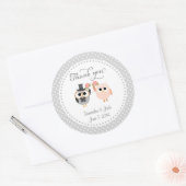 Owls 結婚's Thank You Sticker ラウンドシール (封筒)