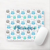 Owls & Branchesのパターンマウスパッド マウスパッド (マウス)