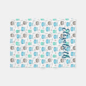 Owls & Branchesパターンフリースブランケット フリースブランケット (正面(横))