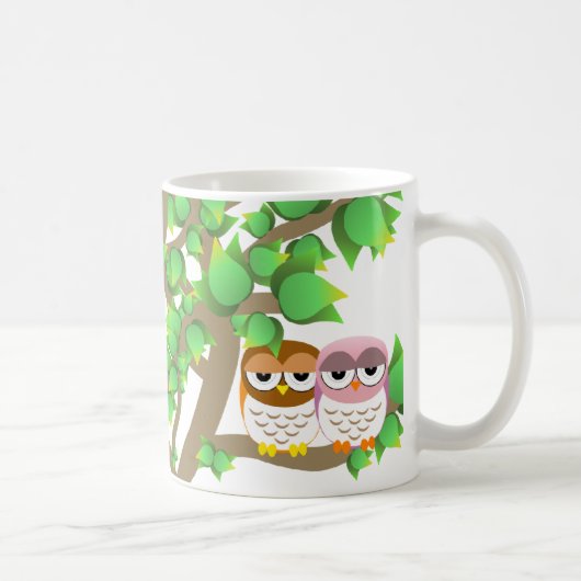 Owls in tree コーヒーマグカップ (右)
