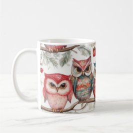 Owls on a Branch III コーヒーマグカップ
