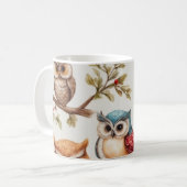 Owls on a Branch IV コーヒーマグカップ (正面左)