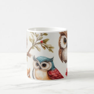 Owls on a Branch IV コーヒーマグカップ