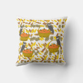 Owls & Pumpkin Harvest Throw Pillow クッション (裏面)