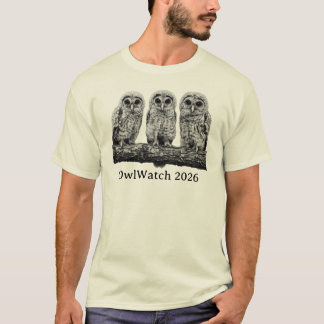 OwlWatch 2026 -枝に止まる3羽 Tシャツ
