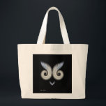 Owly Whimsical Owl Face Tote ラージトートバッグ<br><div class="desc">Fun and whimsical black and white owl's face tote bag.</div>