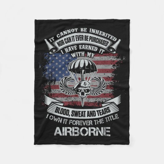 Own Forever The Title Airborne Us Army退役軍人Fla フリースブランケット (正面)