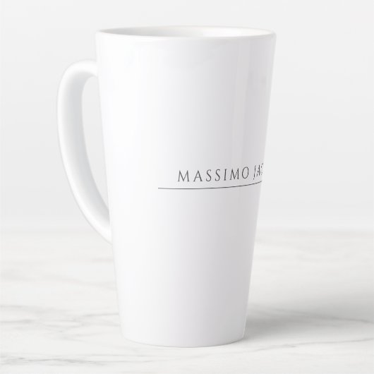 Own Name Calligraphy Chic Plain Simple Black White カフェラテマグ (左アングル)