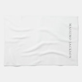 Own Name Calligraphy Chic Plain Simple Black White キッチンタオル (横)