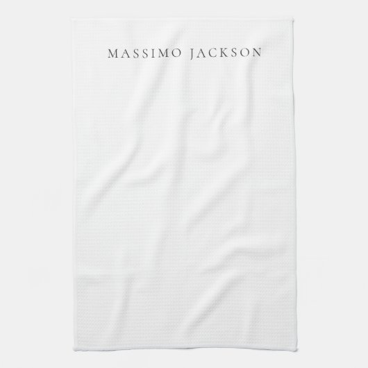 Own Name Calligraphy Chic Plain Simple Black White キッチンタオル (縦)