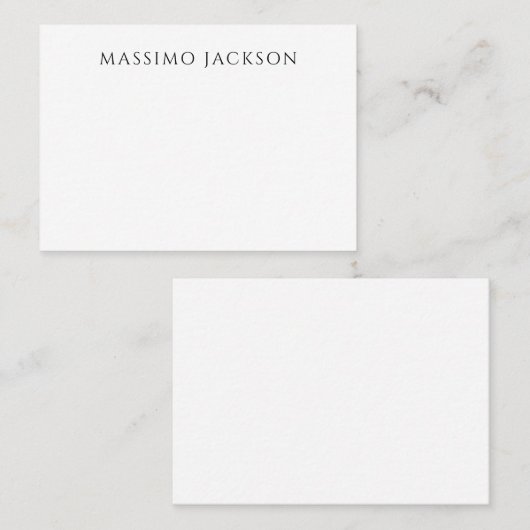 Own Name Calligraphy Chic Plain Simple Black White コーリングカード (正面/裏面)