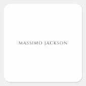 Own Name Calligraphy Chic Plain Simple Black White スクエアシール (正面)